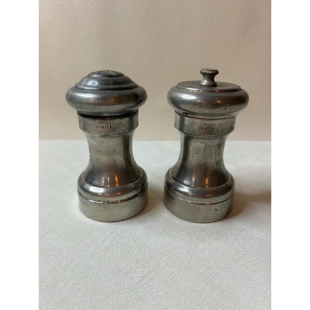 Vintage Empire Pewter Salt Shaker and Pepper Grinder Mill Set Made in Italy